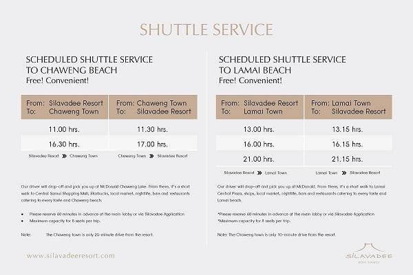 Scheduled shuttle service to Lamai Beach