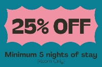 Min 5 nights, Save 25% - Room Only (25% discount)